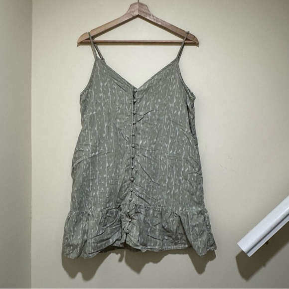 Women's American Eagle Green and Beige Sleeveless Baby Doll Midi Dress Size M - Picture 1 of 15